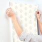 Kova Light Blue Floral Crest Wallpaper