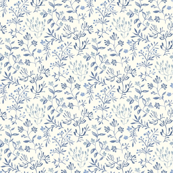 Tarragon Blue Dainty Meadow Wallpaper