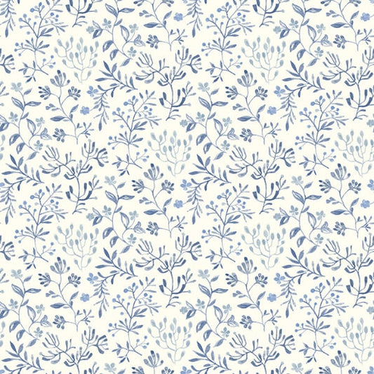 Tarragon Blue Dainty Meadow Wallpaper
