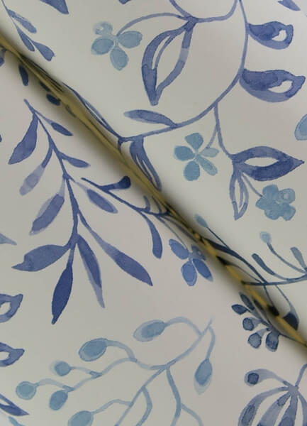 Tarragon Blue Dainty Meadow Wallpaper