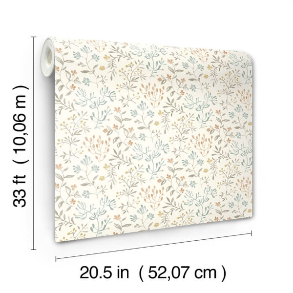 Tarragon Pastel Dainty Meadow Wallpaper