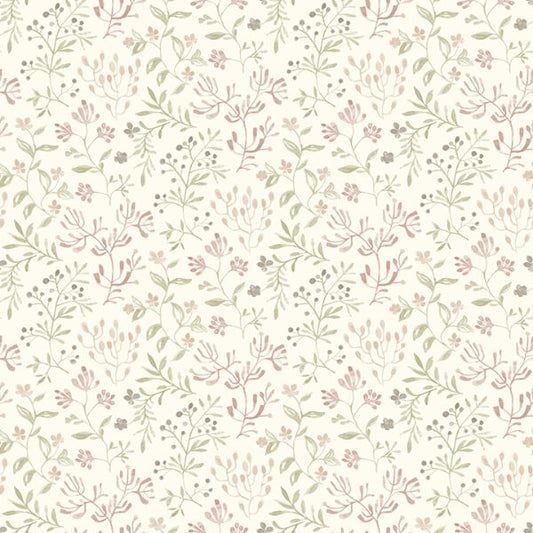 Tarragon Blush Dainty Meadow Wallpaper