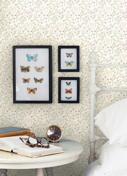 Tarragon Blush Dainty Meadow Wallpaper