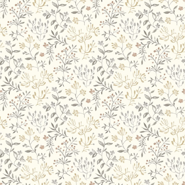 Tarragon Grey Dainty Meadow Wallpaper