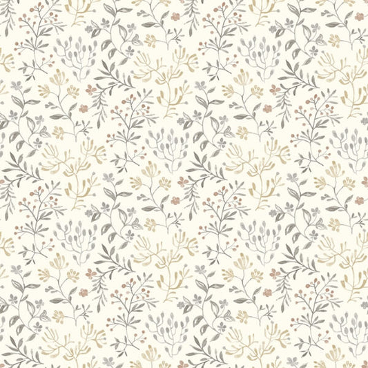 Tarragon Grey Dainty Meadow Wallpaper