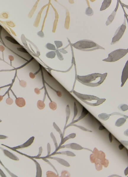 Tarragon Grey Dainty Meadow Wallpaper