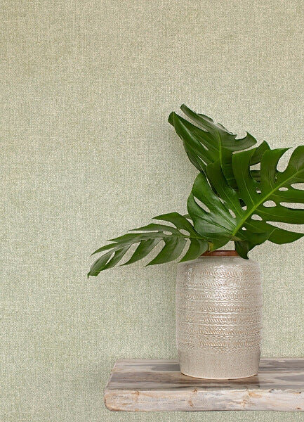 Homespun Green Textured Wallpaper