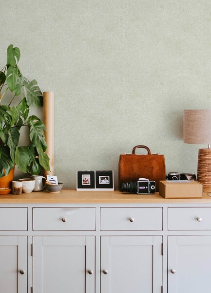 Homespun Green Textured Wallpaper
