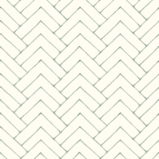 Oswin Teal Tiered Herringbone Wallpaper