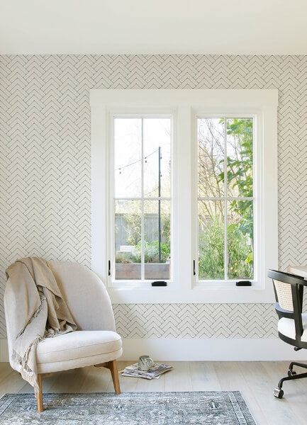 Oswin Teal Tiered Herringbone Wallpaper