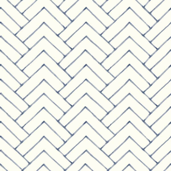 Oswin Navy Tiered Herringbone Wallpaper