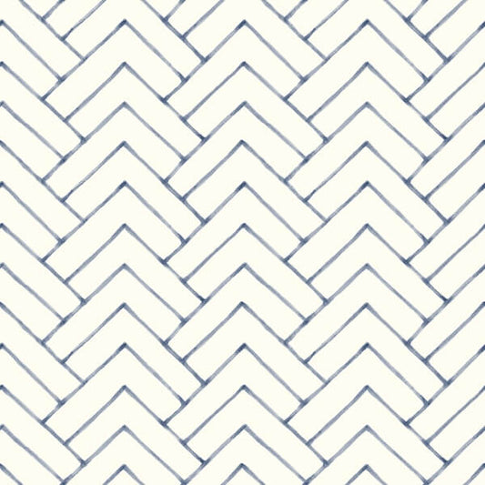 Oswin Navy Tiered Herringbone Wallpaper
