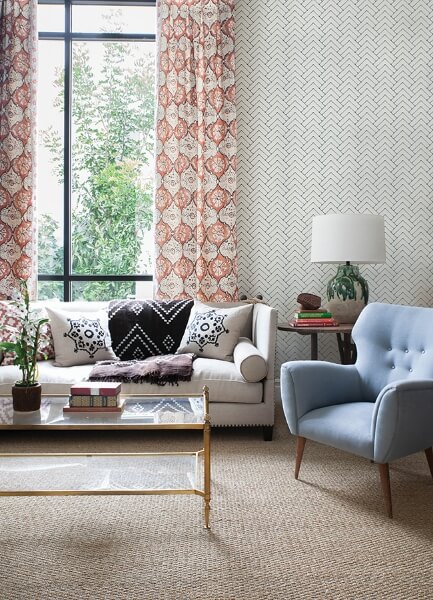 Oswin Navy Tiered Herringbone Wallpaper