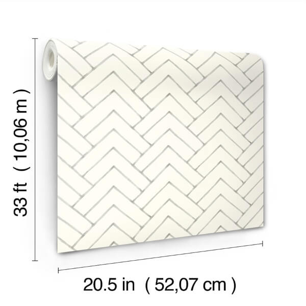 Oswin Grey Tiered Herringbone Wallpaper