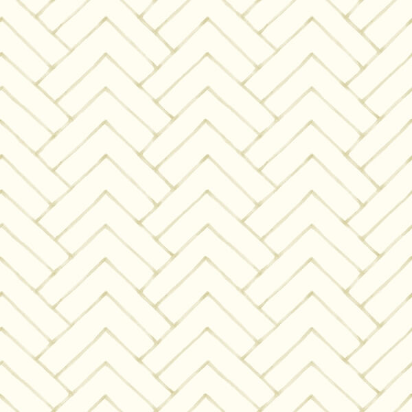 Oswin Light Yellow Tiered Herringbone Wallpaper