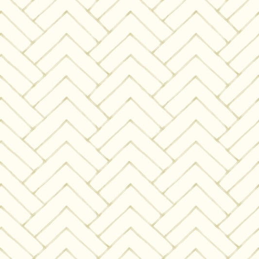 Oswin Light Yellow Tiered Herringbone Wallpaper