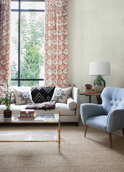 Oswin Light Yellow Tiered Herringbone Wallpaper