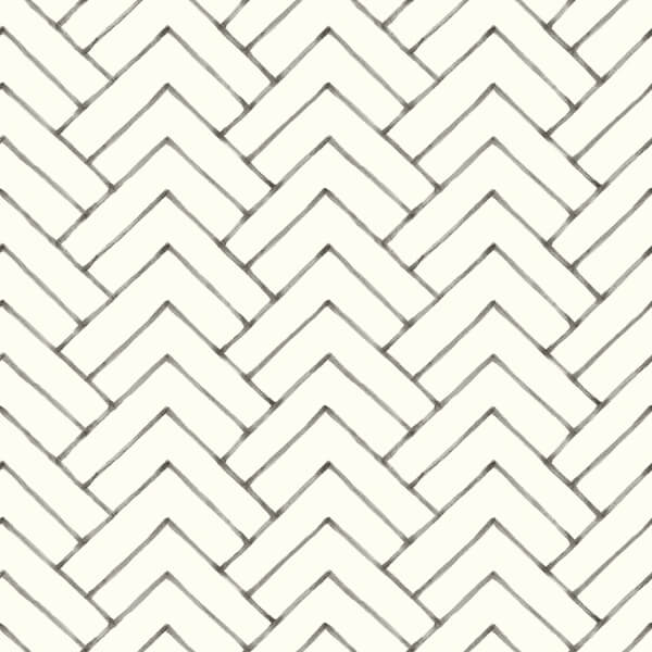 Oswin Black Tiered Herringbone Wallpaper