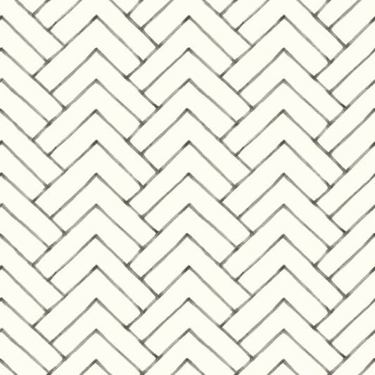 Oswin Black Tiered Herringbone Wallpaper
