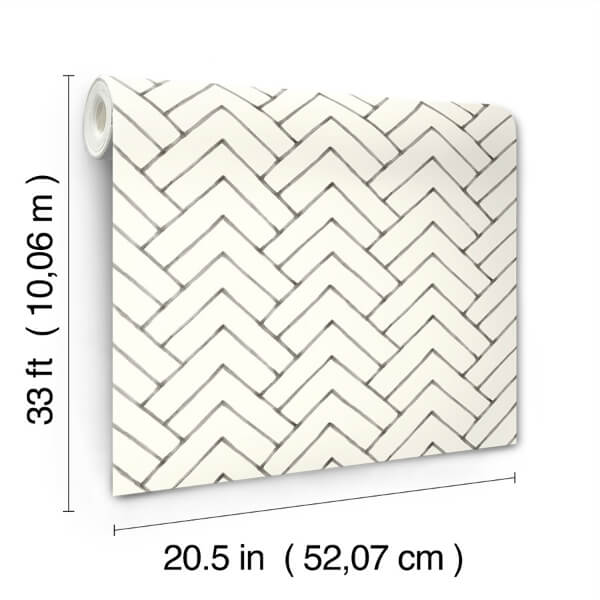 Oswin Black Tiered Herringbone Wallpaper