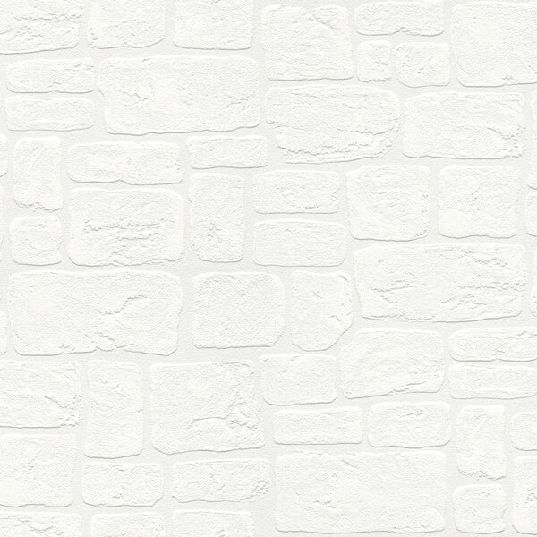 Gaffrey White Stone Paintable Wallpaper
