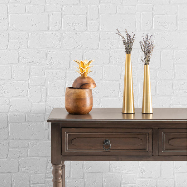 Gaffrey White Stone Paintable Wallpaper