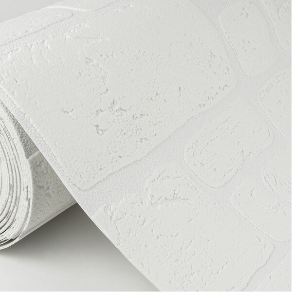 Gaffrey White Stone Paintable Wallpaper