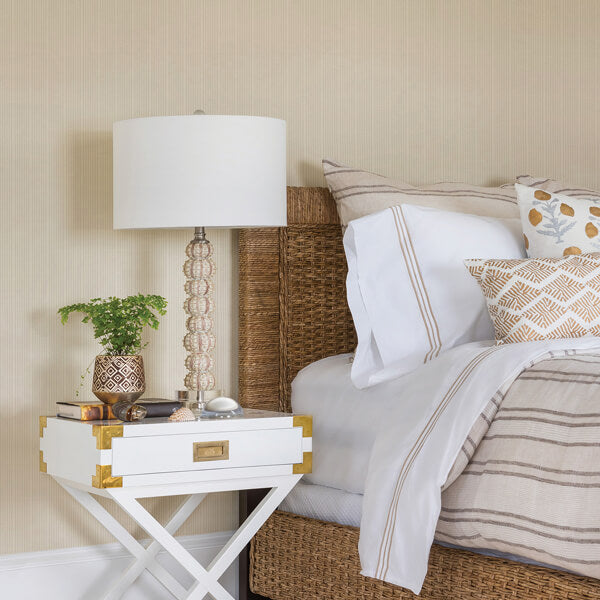 Cedric White Paintble Stripe Wallpaper