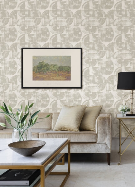Giulietta Light Grey Painterly Geometric Wallpaper