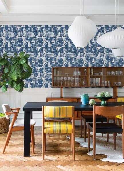 Giulietta Blue Painterly Geometric Wallpaper