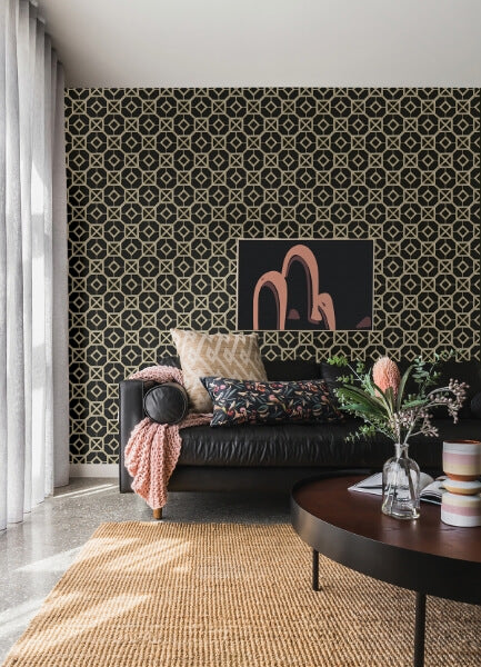 Livia Black Trellis Wallpaper