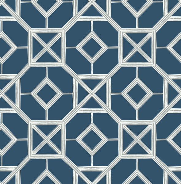 Livia Dark Blue Trellis Wallpaper