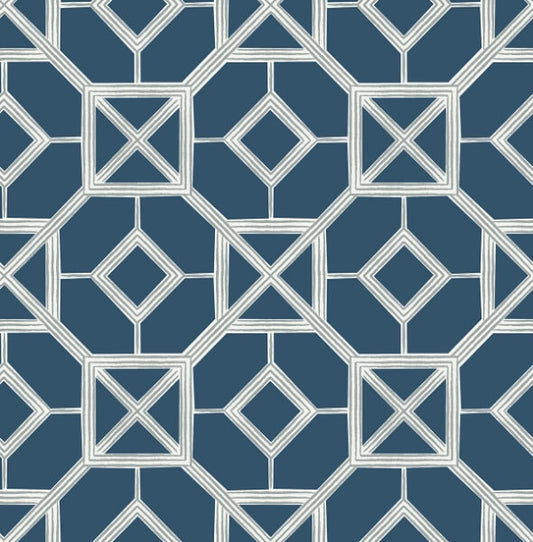 Livia Dark Blue Trellis Wallpaper
