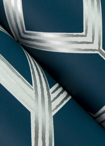 Livia Dark Blue Trellis Wallpaper