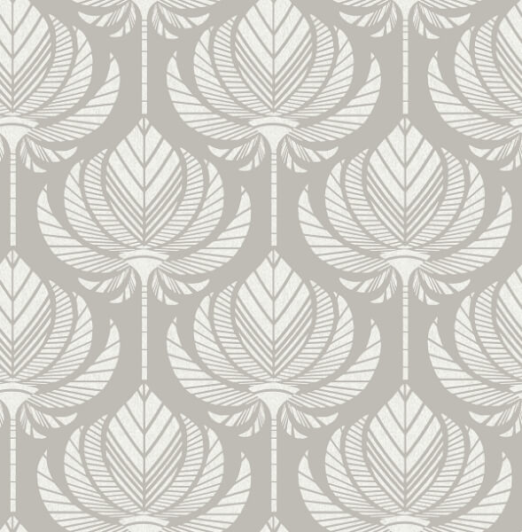 Palmier Grey Lotus Fan Wallpaper