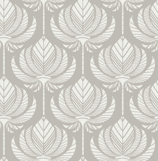 Palmier Grey Lotus Fan Wallpaper