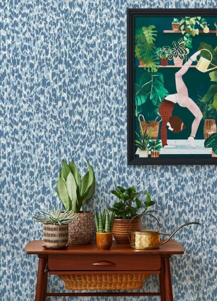 Flavia Blue Animal Print Wallpaper