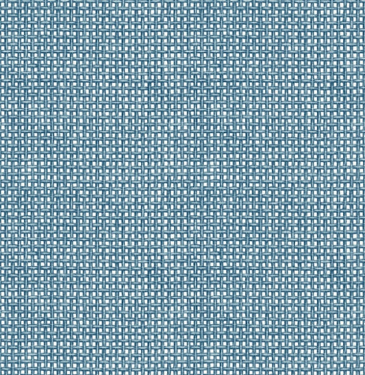 Zia Blue Basketweave Wallpaper