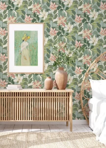 Koko Green Floral Wallpaper