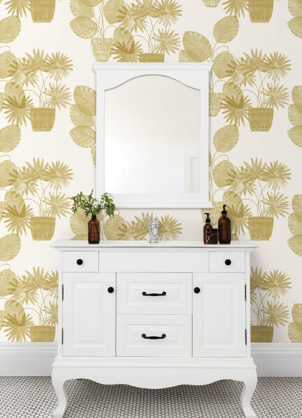 Aida Gold Potted Plant Wallpaper