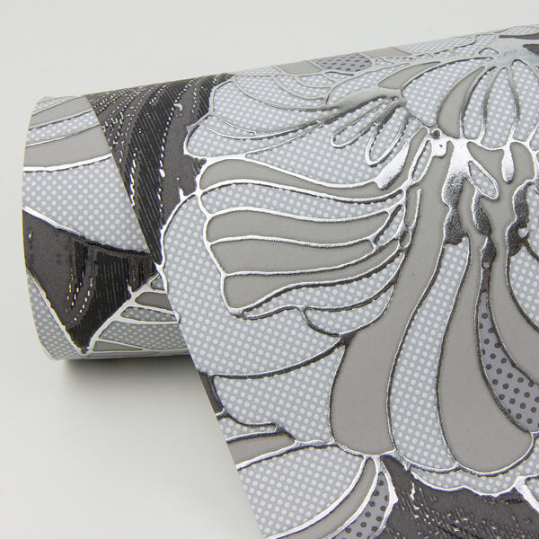 Selene Silver Mucha Floral Wallpaper