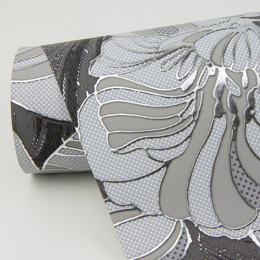 Selene Silver Mucha Floral Wallpaper