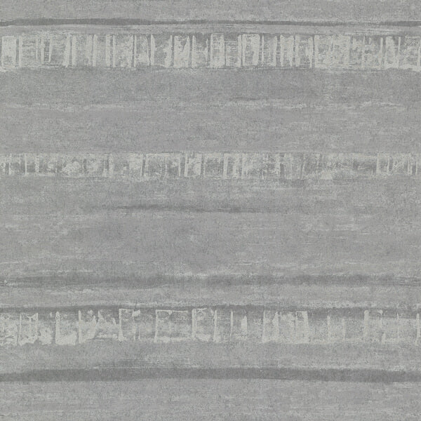 Rakasa Pewter Distressed Stripe Wallpaper