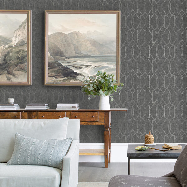 Ziva Silver Trellis Wallpaper