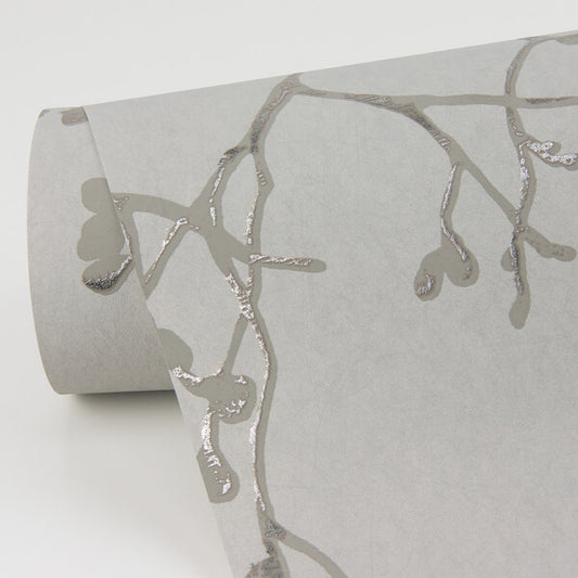 Koura Platinum Budding Branches Wallpaper