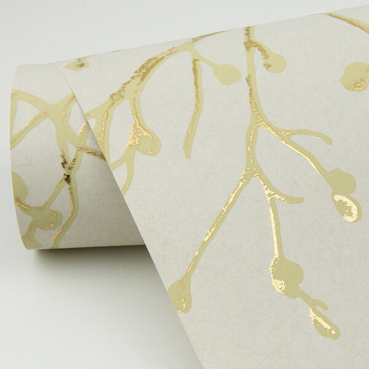 Koura Gold Budding Branches Wallpaper