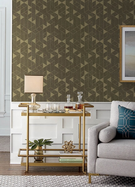 Fairbank Chocolate Linen Geometric Wallpaper