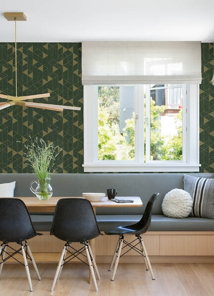 Fairbank Evergreen Linen Geometric Wallpaper