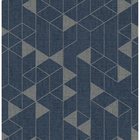 Fairbank Navy Linen Geometric Wallpaper
