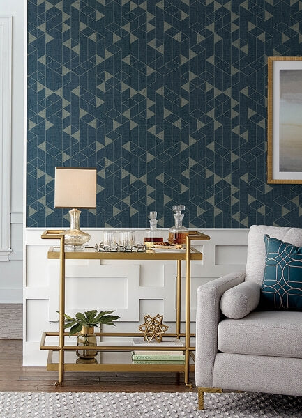 Fairbank Navy Linen Geometric Wallpaper
